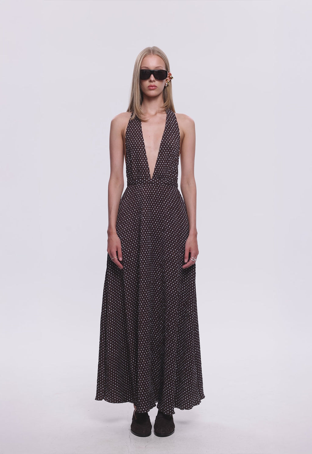 Plunge-Back Maxi Dress
