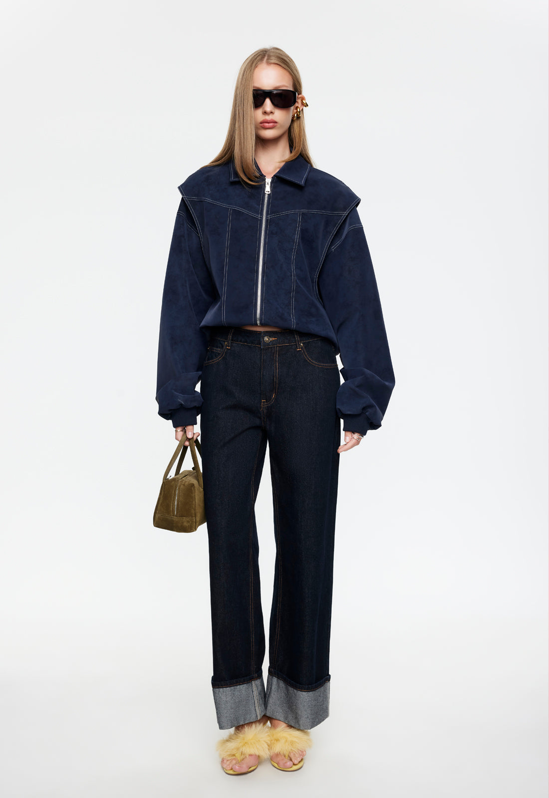 Cuffed Low-Rise Jeans