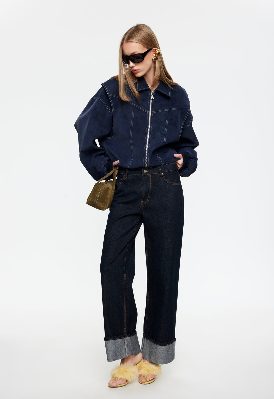 Cuffed Low-Rise Jeans