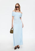 Sliding-Shoulder Wave Hem Dress