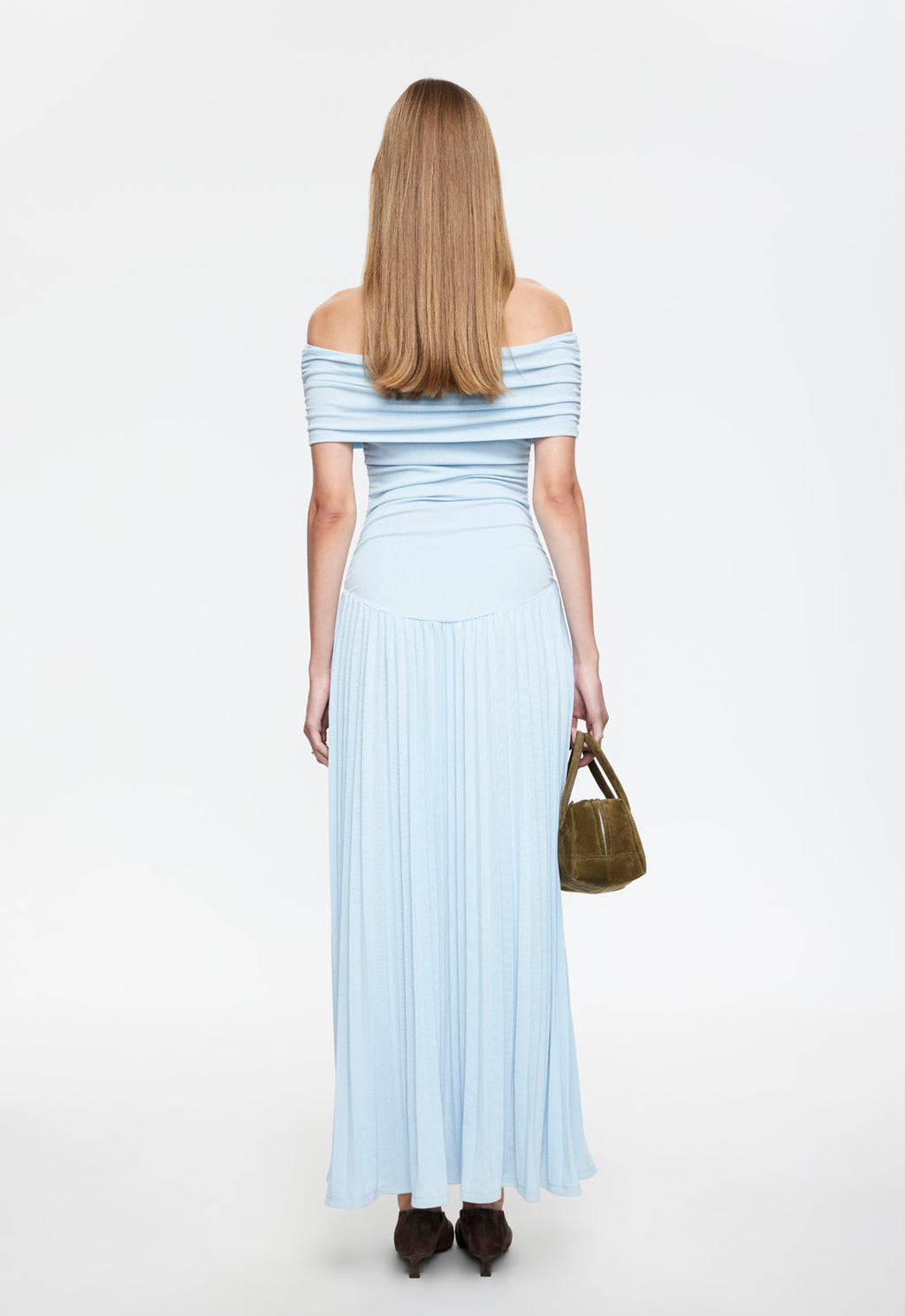Sliding-Shoulder Wave Hem Dress
