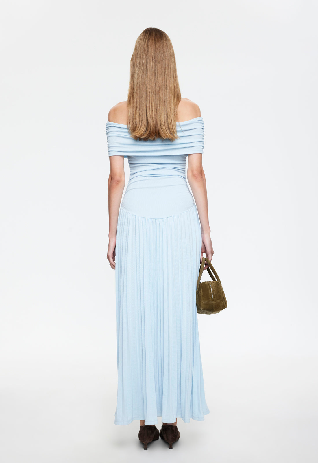 Sliding-Shoulder Wave Hem Dress