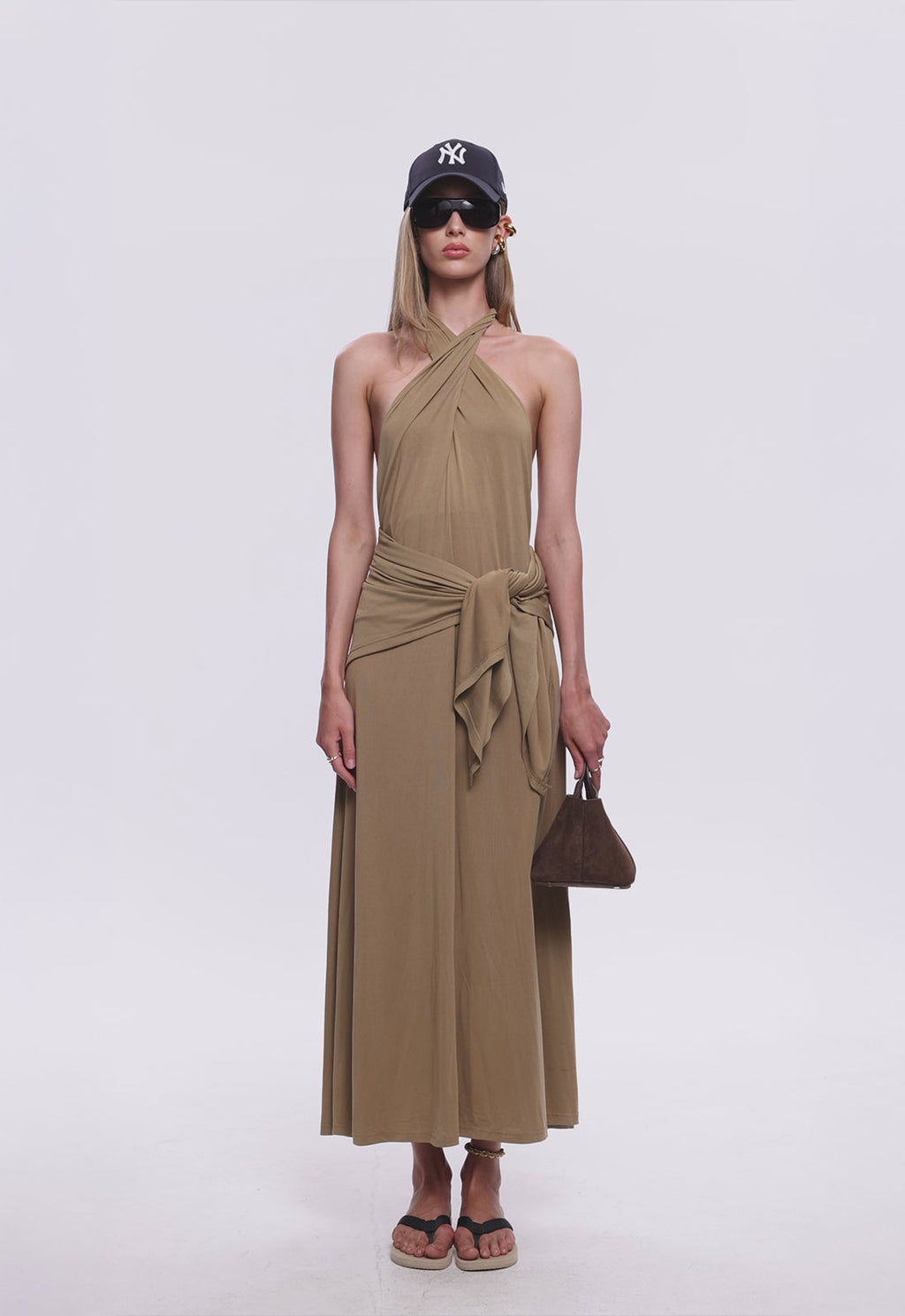 Draped Neckline Free-Fall Maxi