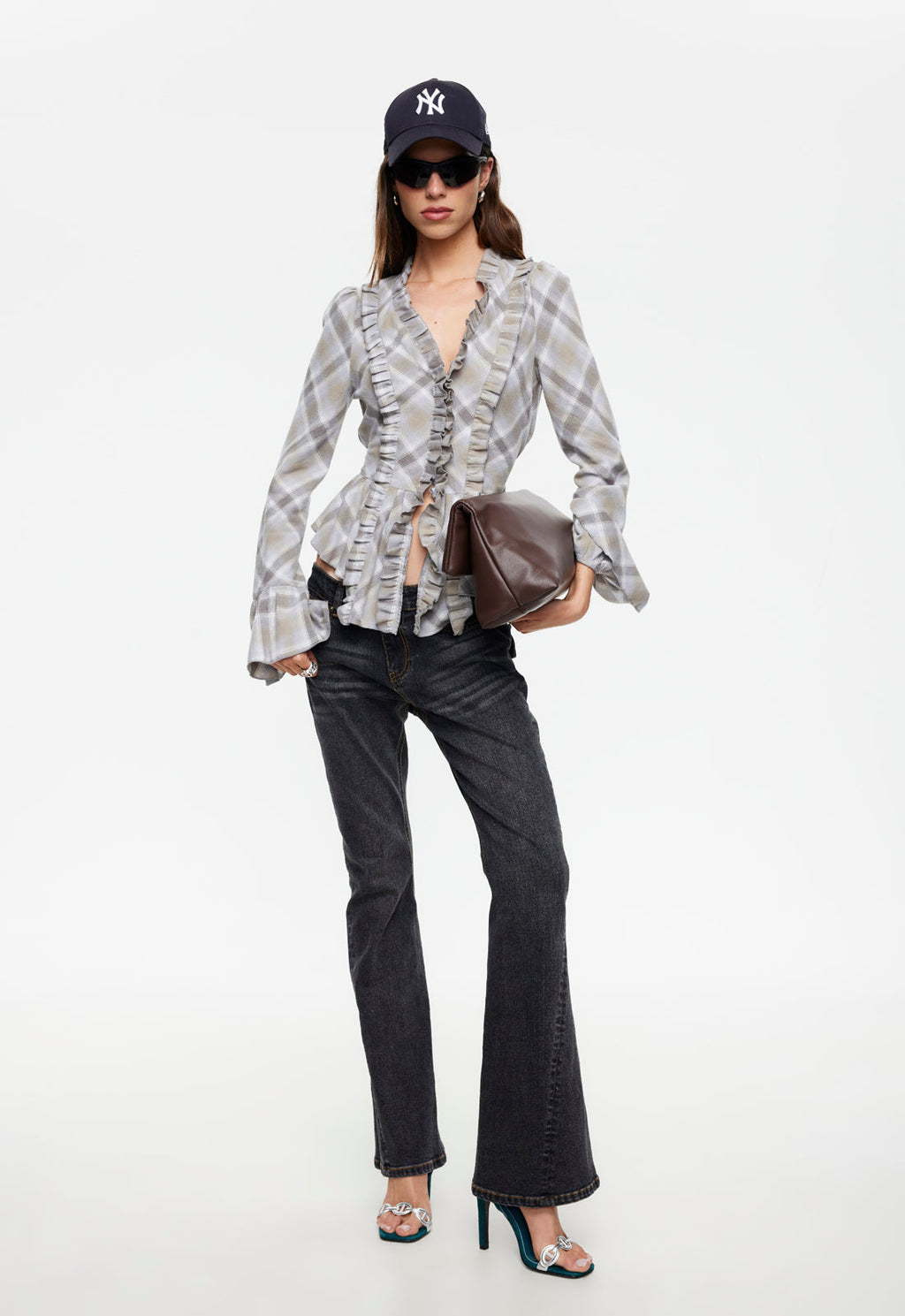 Bell-Ruffle Cotton Blouse