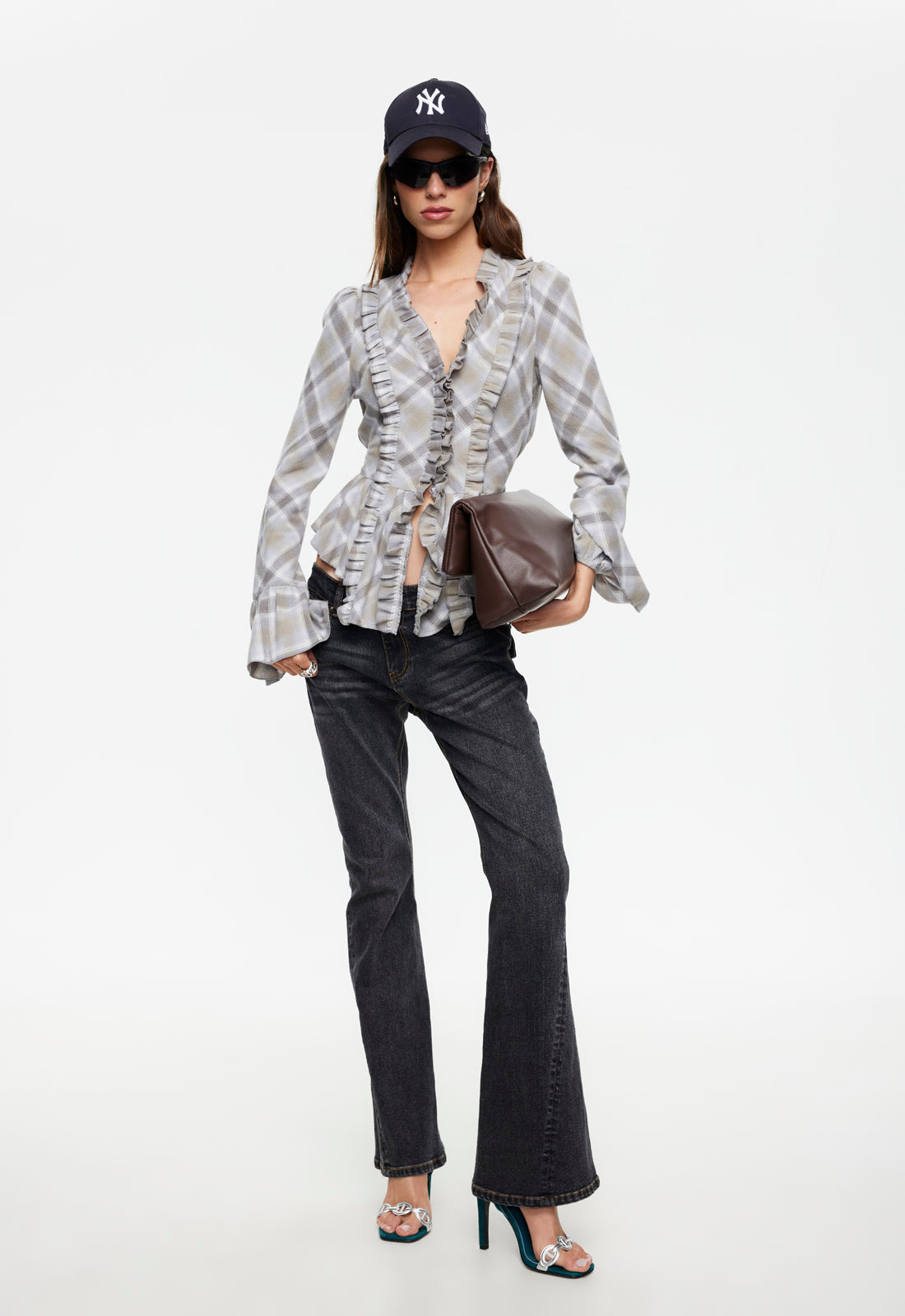 Bell-Ruffle Cotton Blouse