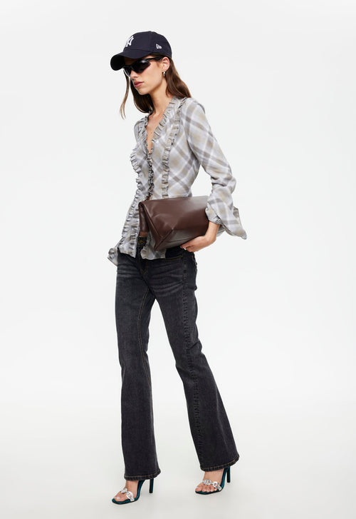 Bell-Ruffle Cotton Blouse