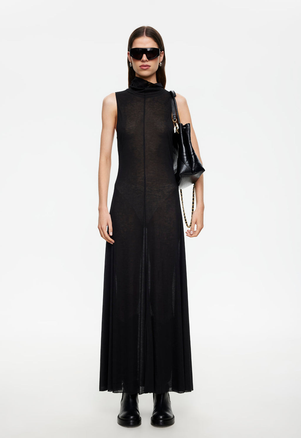 Sheer Sleeveless Elegance Maxi
