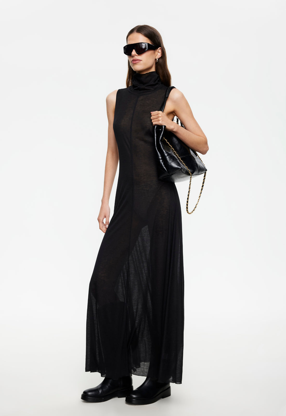 Sheer Sleeveless Elegance Maxi