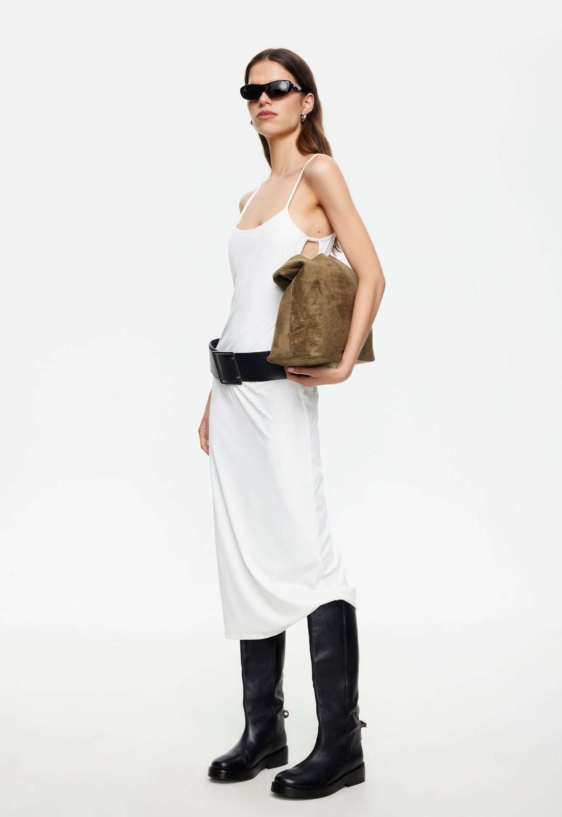 Side-Cut Cami Midi Dress