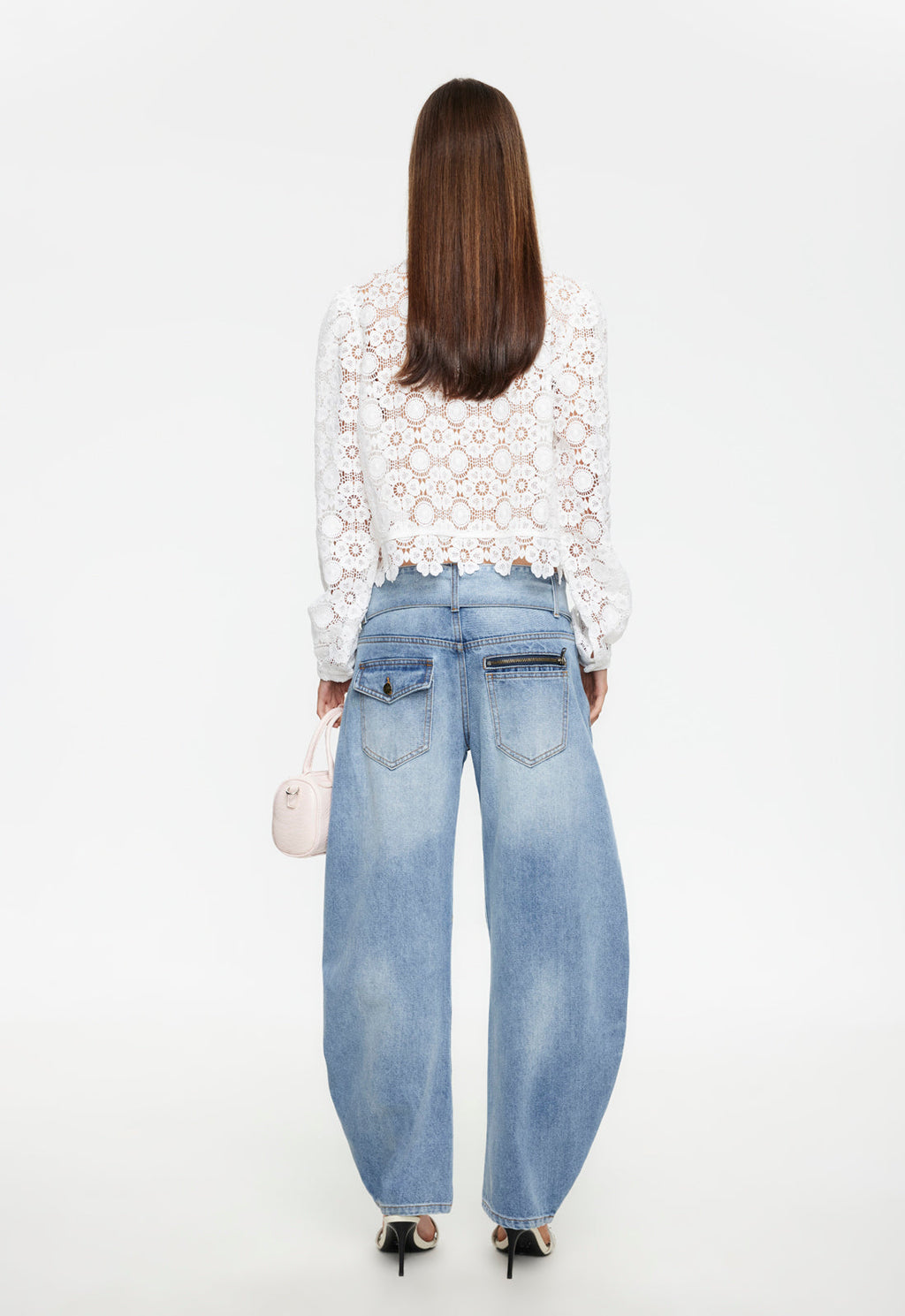 Frill-Collar Button Sleeve Blouse