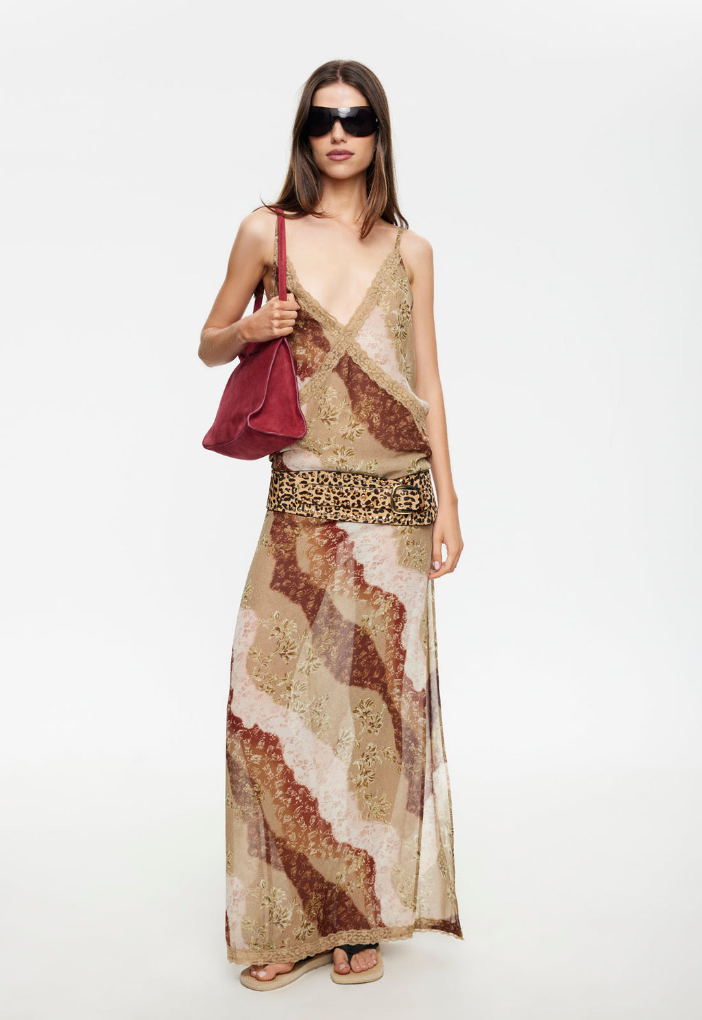 Deep-V Drape Polyester Maxi