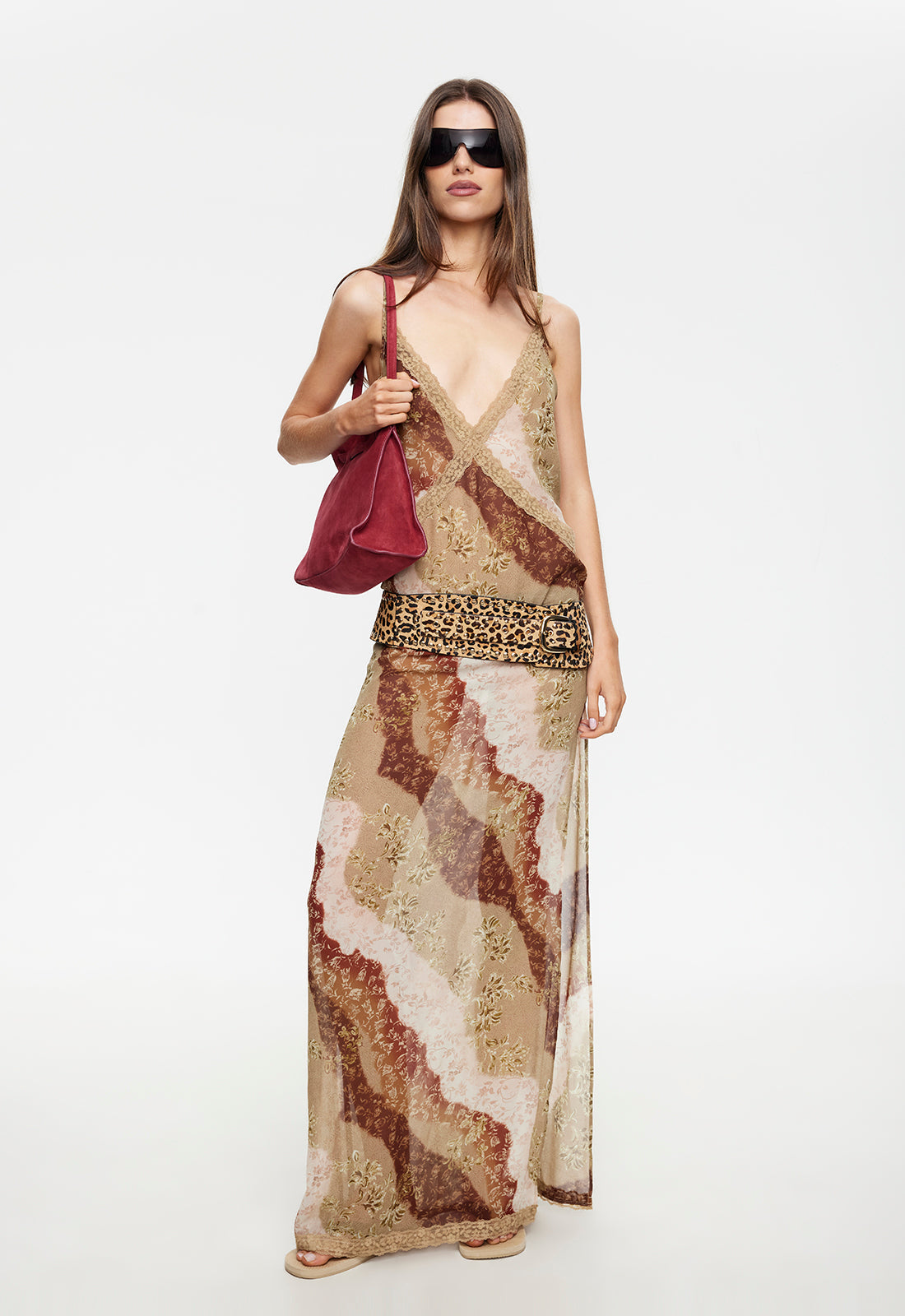 Deep-V Drape Polyester Maxi