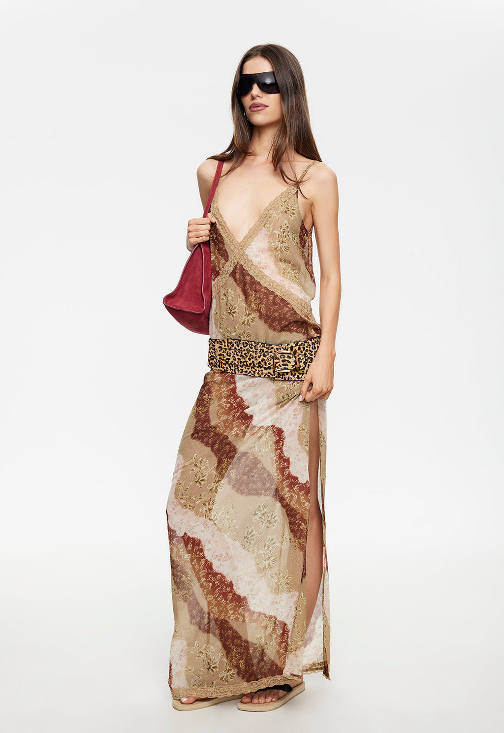 Deep-V Drape Polyester Maxi