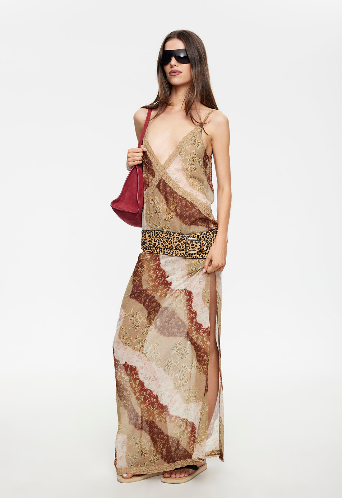 Deep-V Drape Polyester Maxi