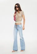 Low-Rise Cotton Flare Pants