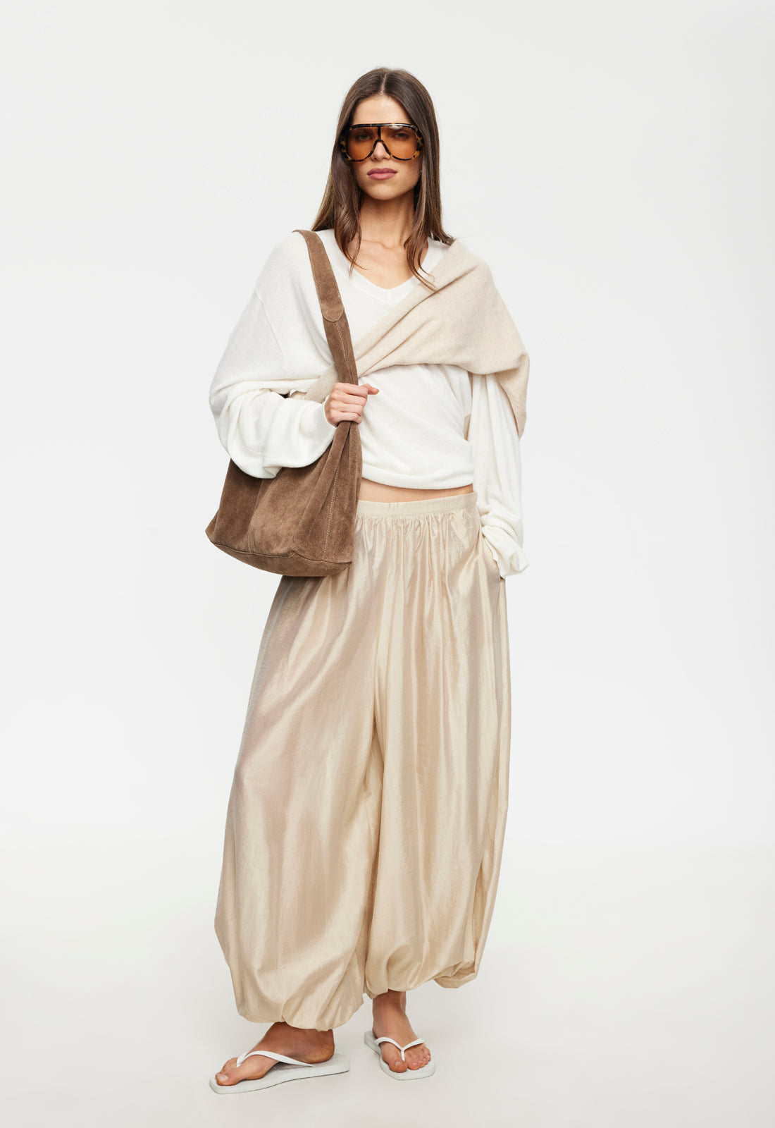 Taupe Drape Wide Pants