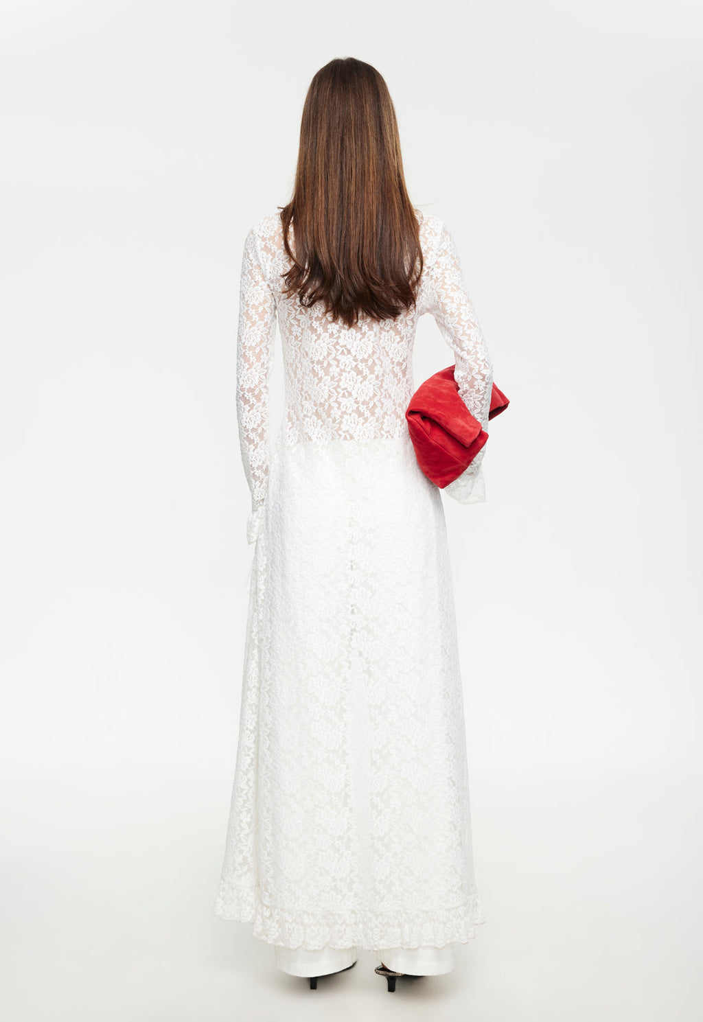 Ruffle Cascade Long-Sleeve Maxi