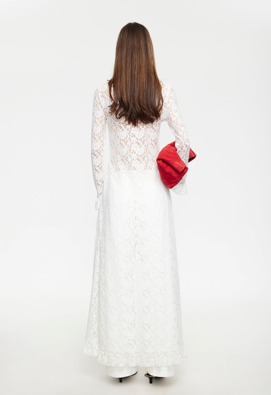 Ruffle Cascade Long-Sleeve Maxi