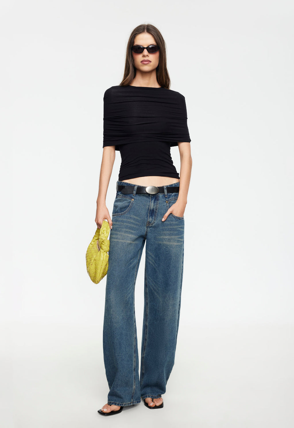 Mock-Neck Over-Shoulder Top