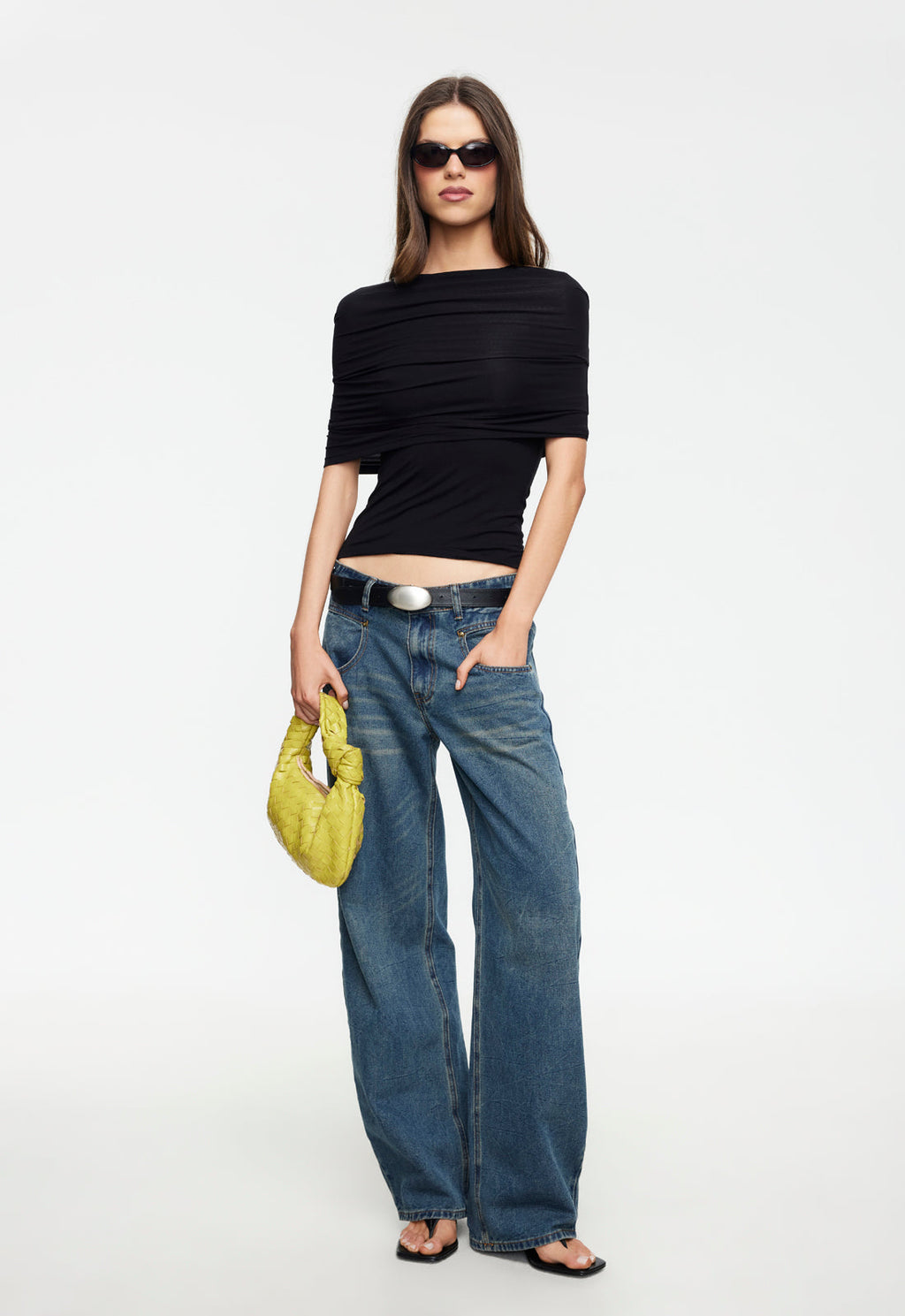 Mock-Neck Over-Shoulder Top