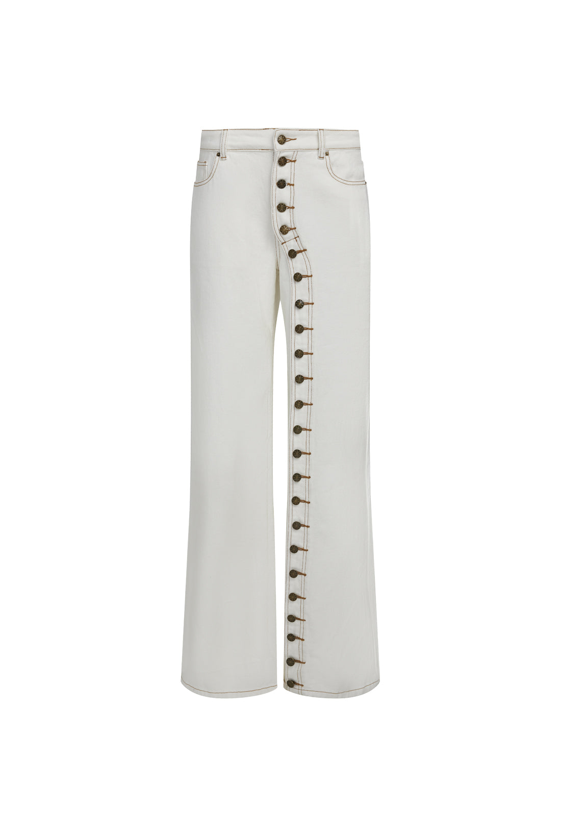 Button-Detail Straight Jeans