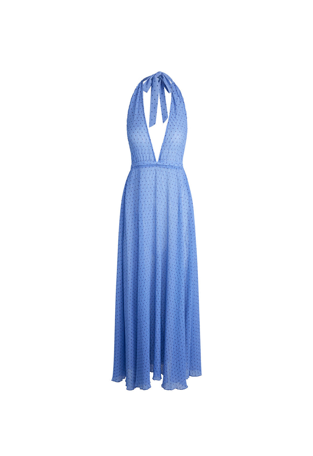 Plunge-Halter Polyester Maxi