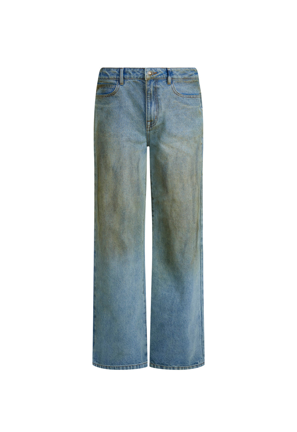 Grit-Wash Drape Jeans