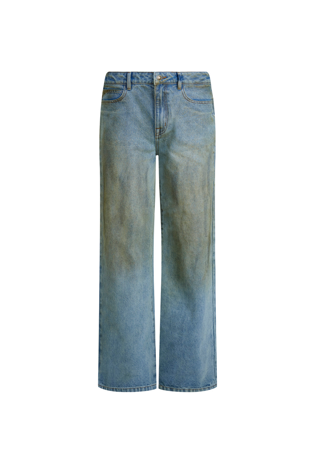 Grit-Wash Drape Jeans