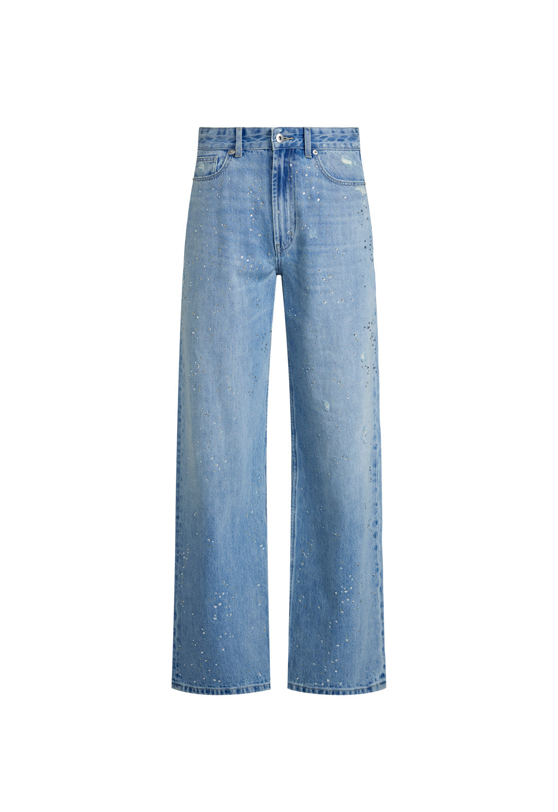 Metallic Sheen Straight Jeans
