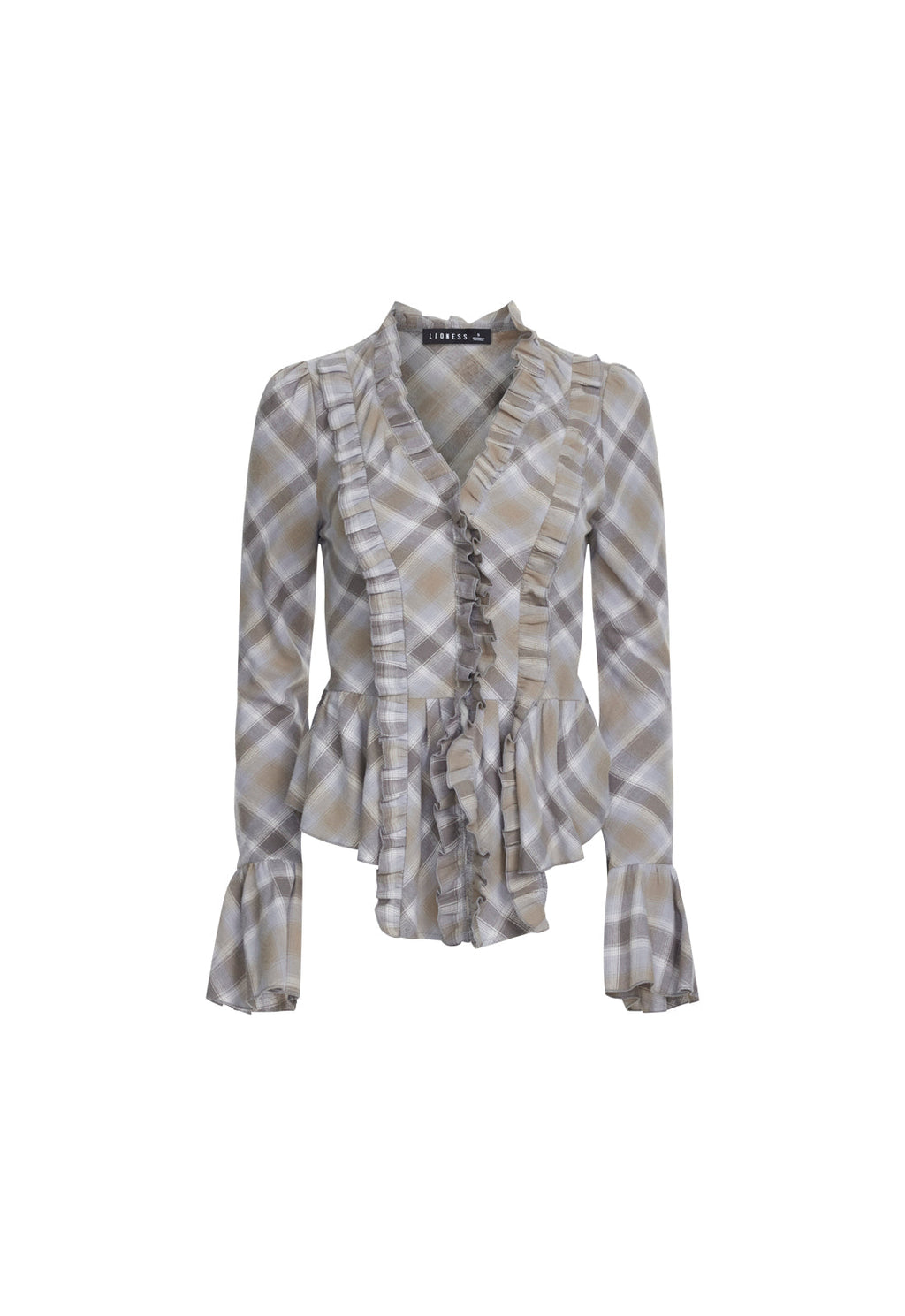 Bell-Ruffle Cotton Blouse