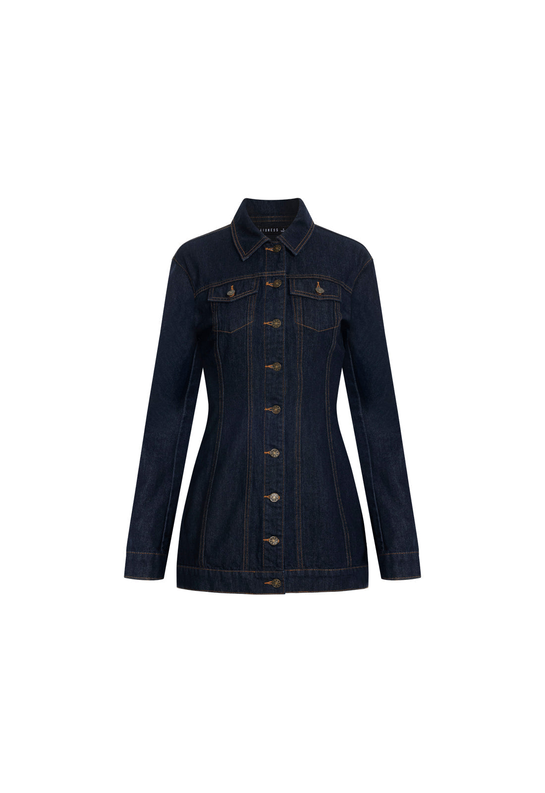 Collared Button-Front Denim Mini
