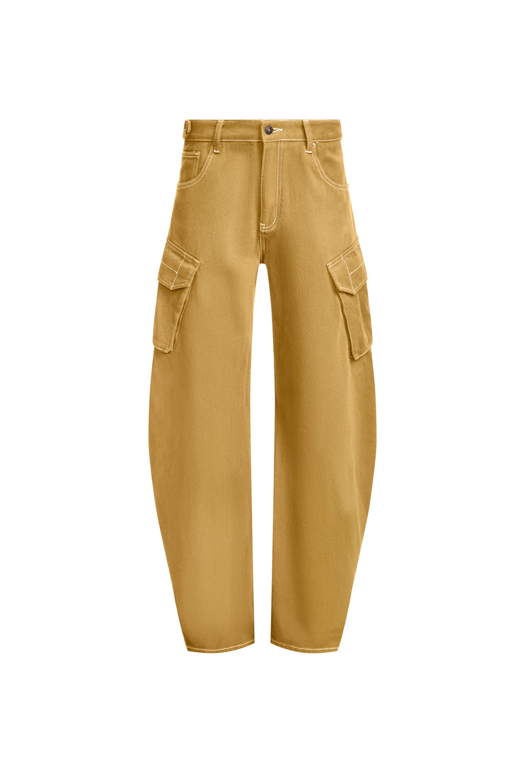 Baggy Contrast-Stitch Cotton Pants