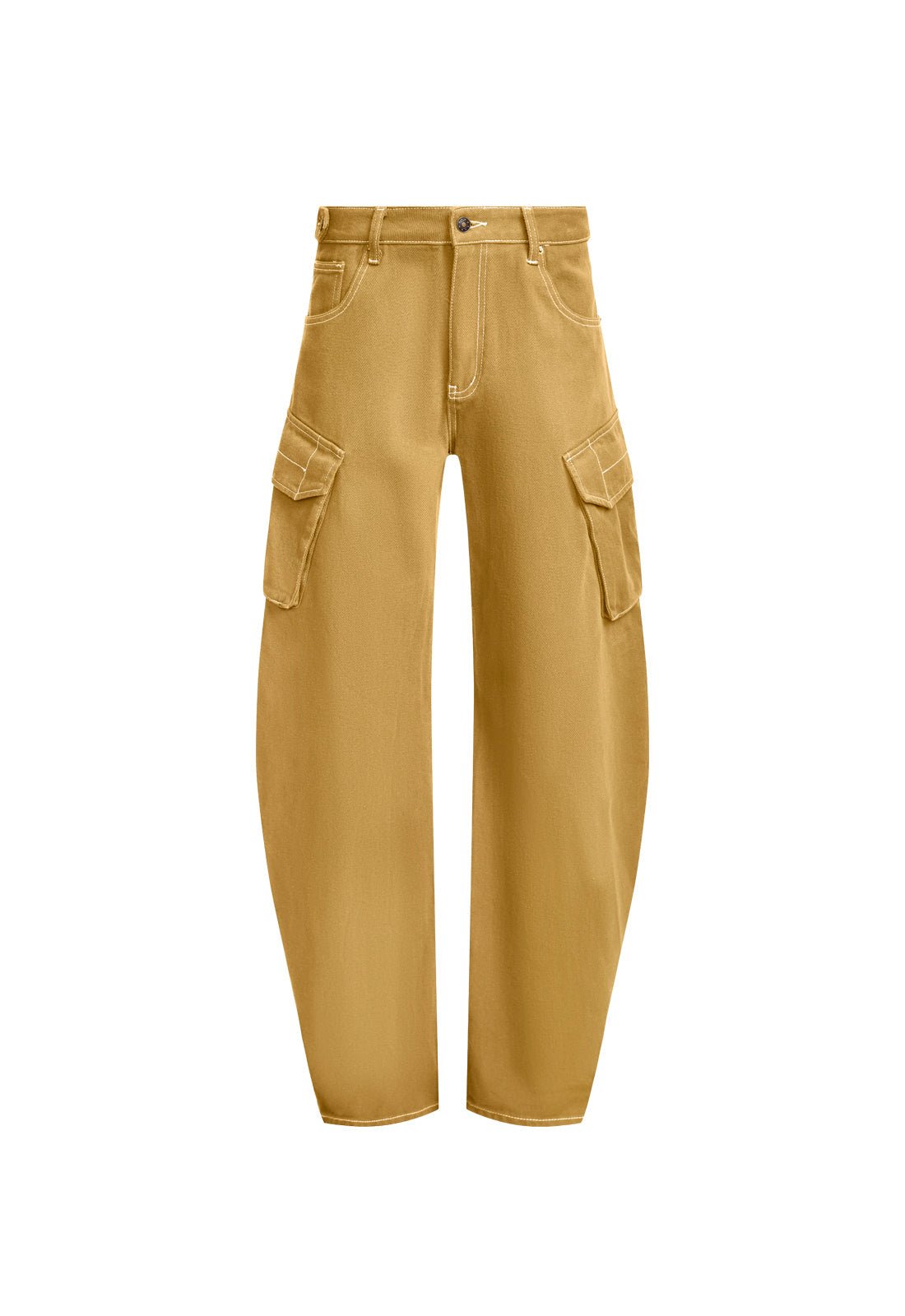 Baggy Contrast-Stitch Cotton Pants