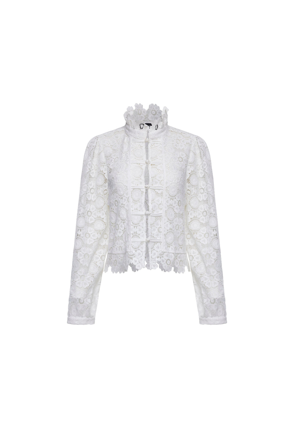 Frill-Collar Button Sleeve Blouse
