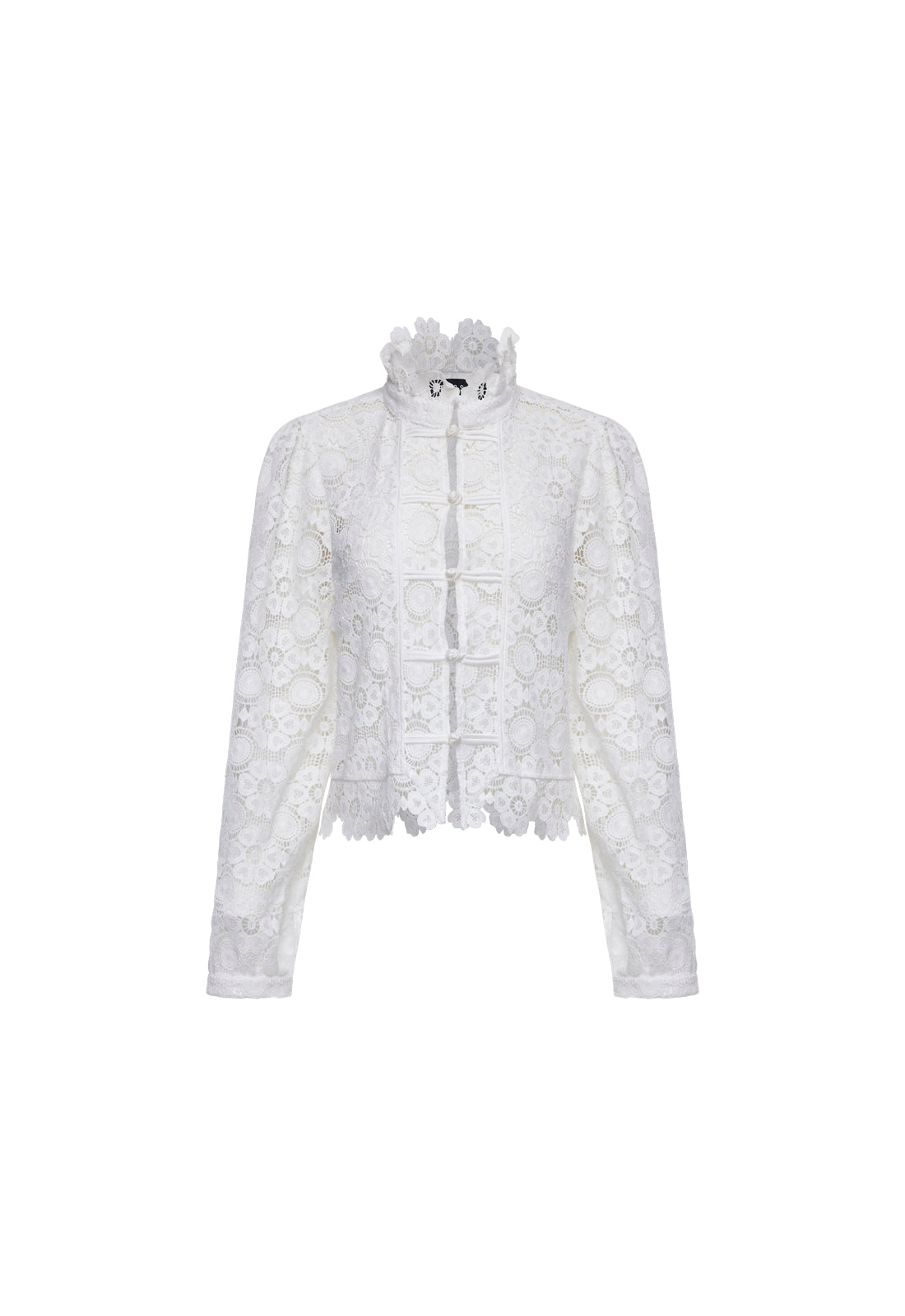 Frill-Collar Button Sleeve Blouse