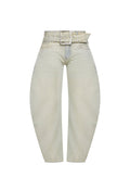 Silver-Hardware Zip Denim Pants