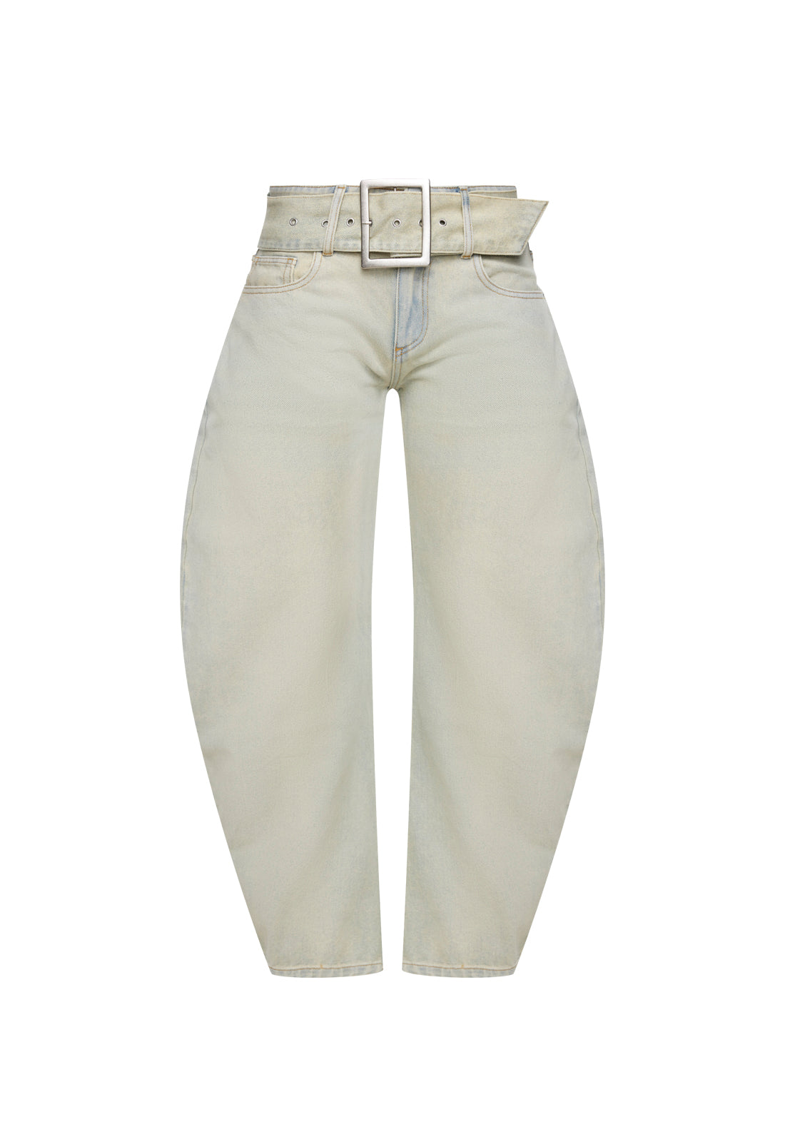 Silver-Hardware Zip Denim Pants