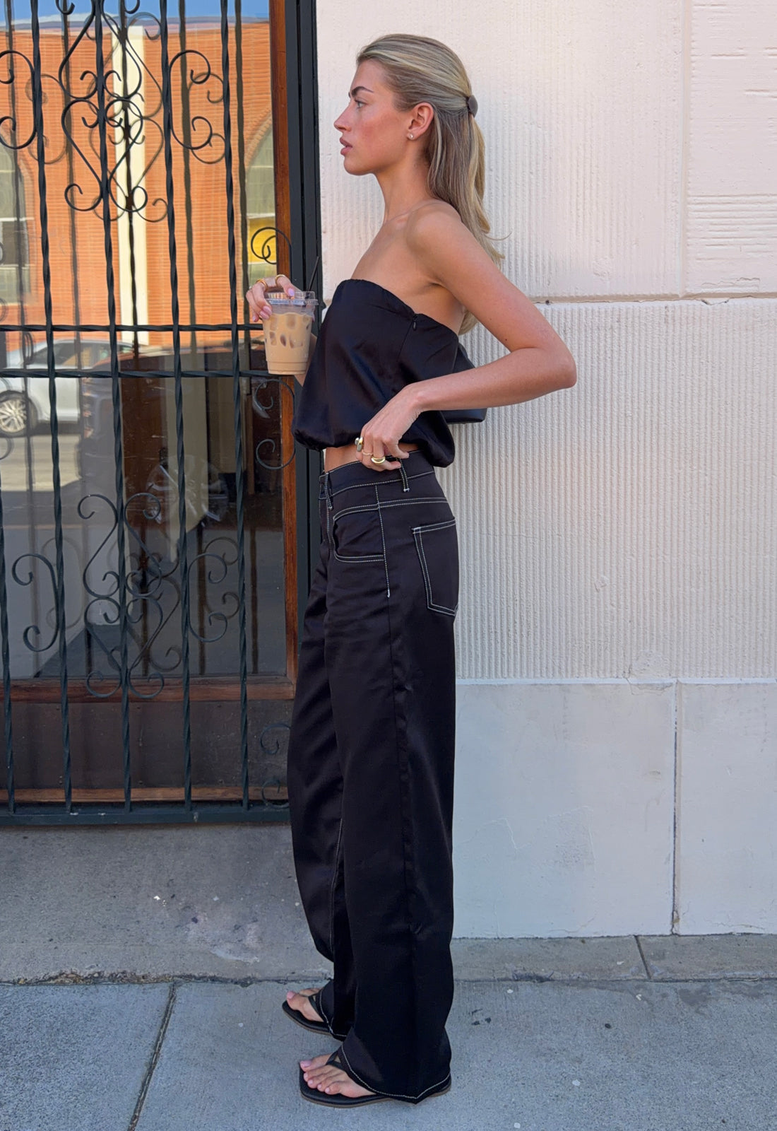 Satin Low-Rise Pants