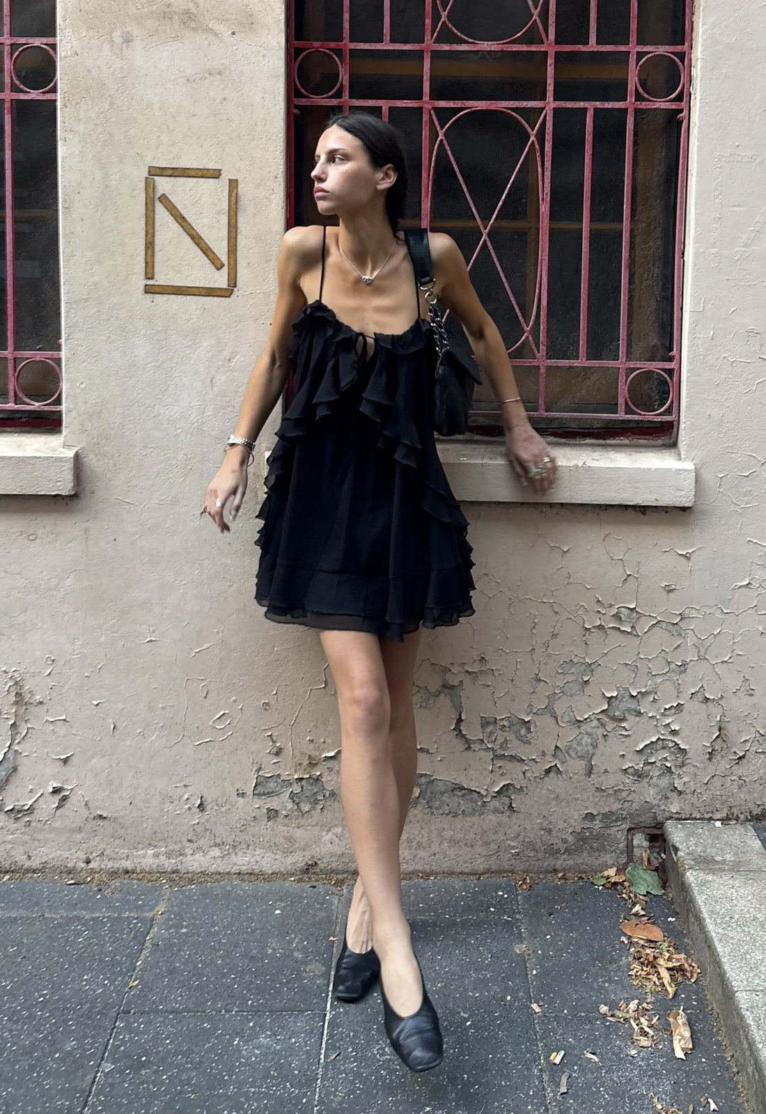 Square Neck Tie-Front Mini