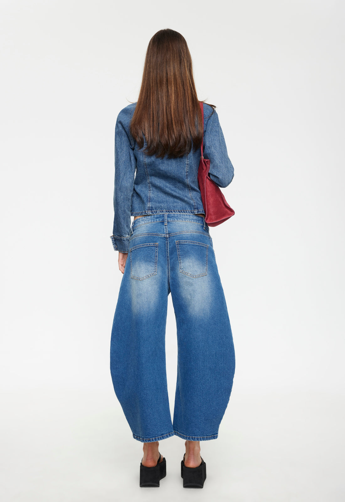 Cropped Flare Cotton-Poly Trousers