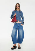 Cropped Flare Cotton-Poly Trousers