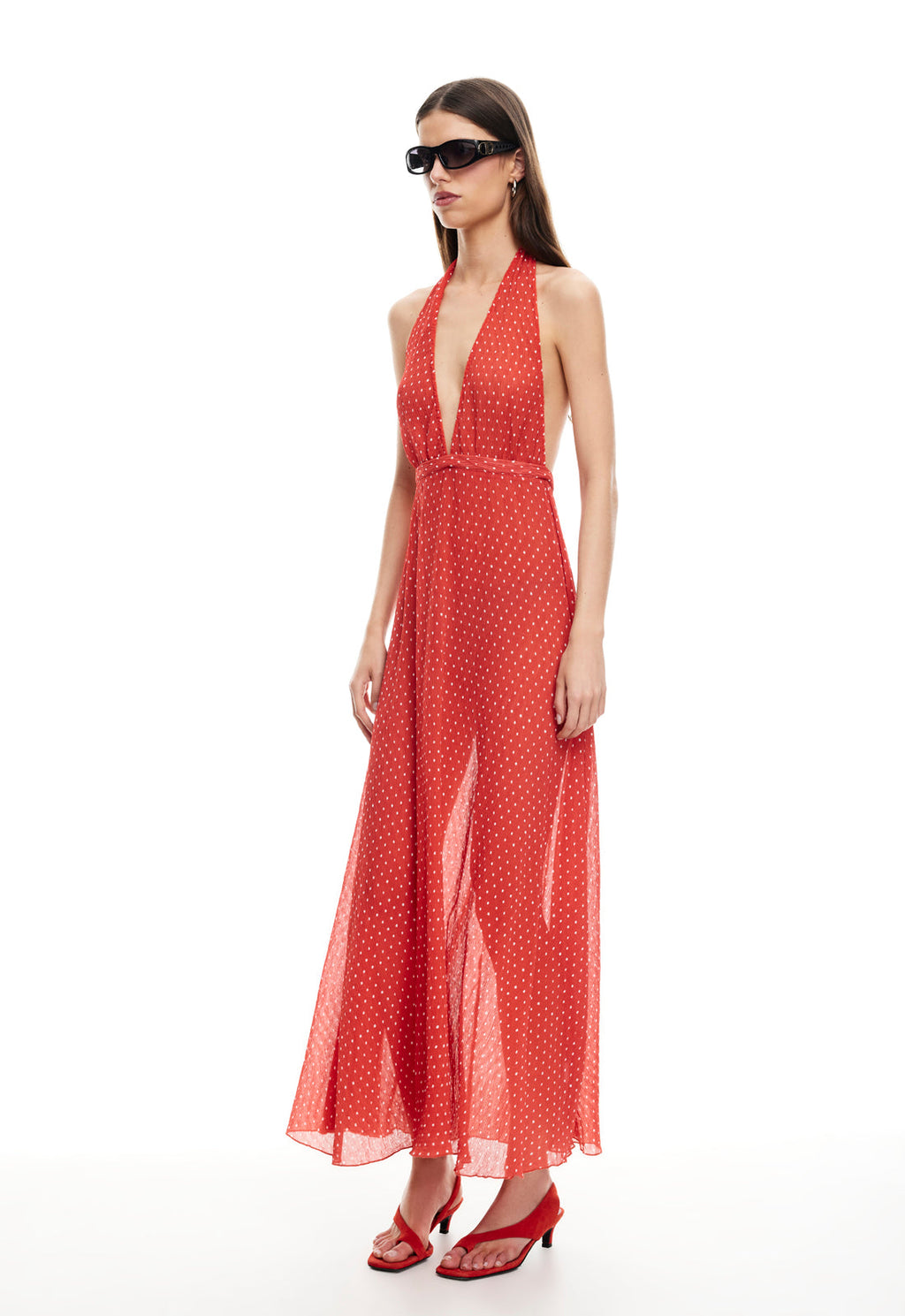 Plunge & Open Back Bias Dress