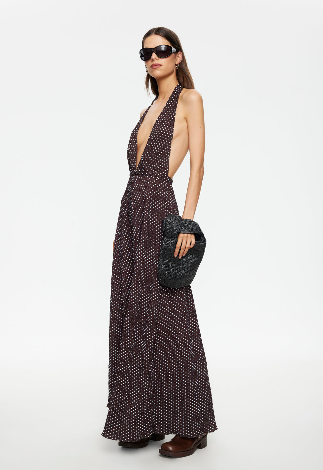 Plunge-Back Maxi Dress