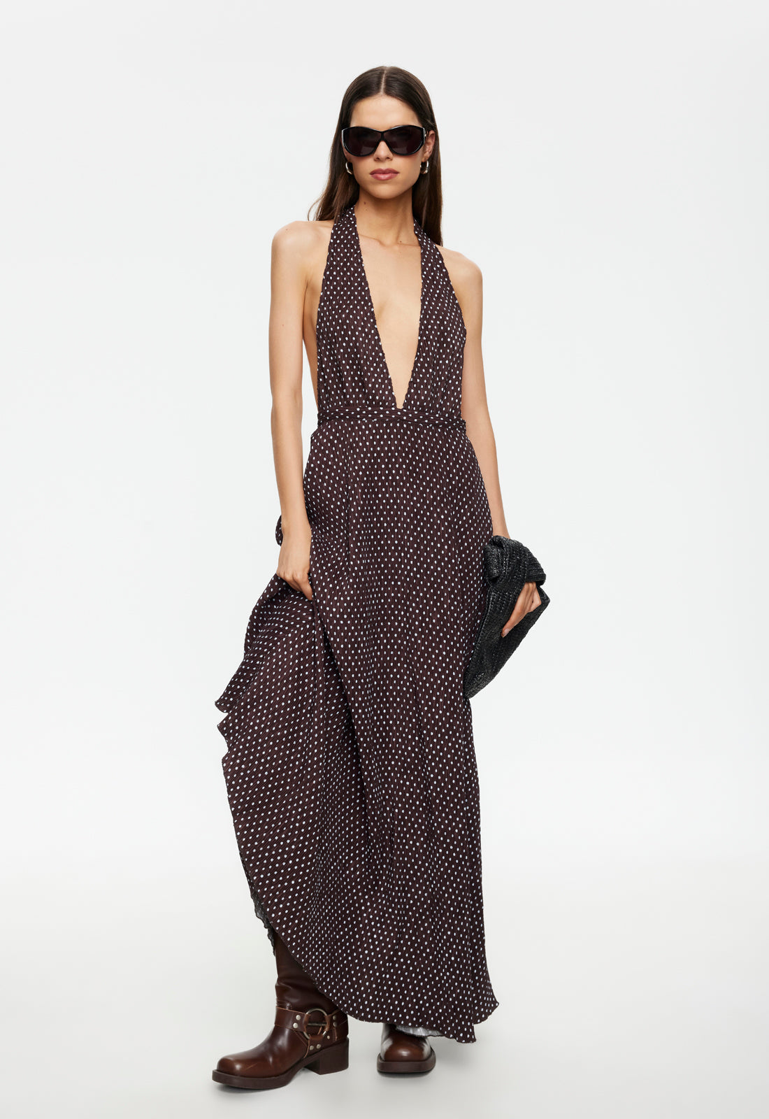 Plunge-Back Maxi Dress