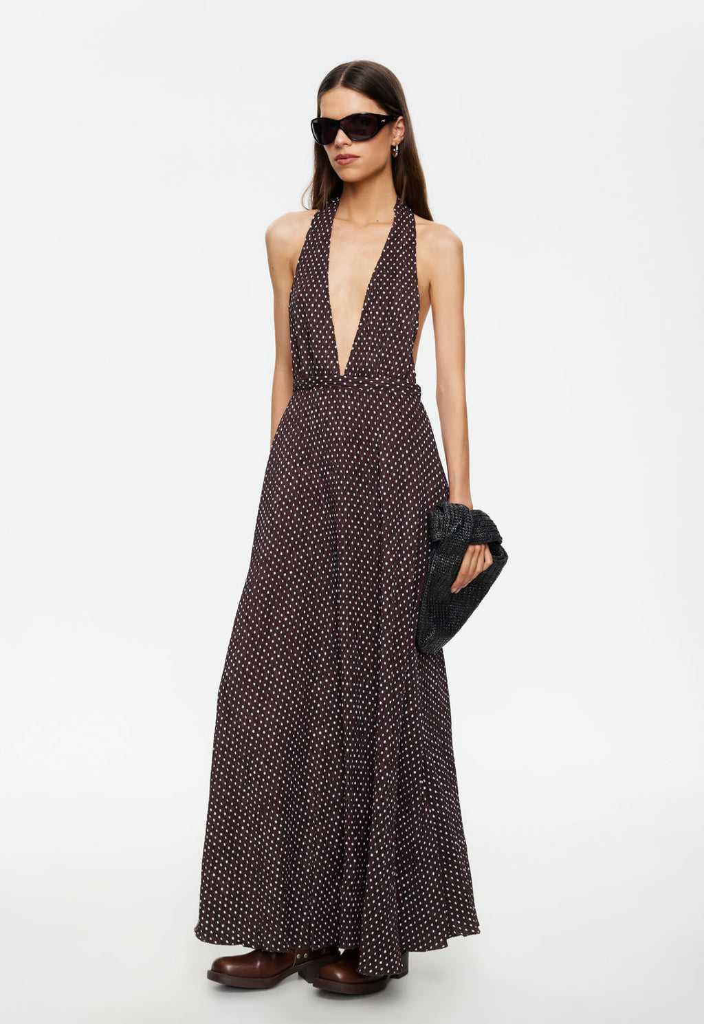 Plunge-Back Maxi Dress