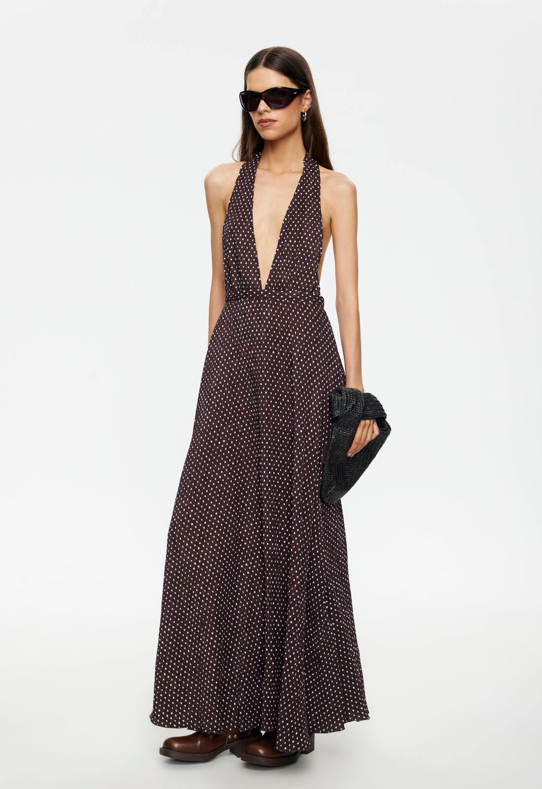 Plunge-Back Maxi Dress
