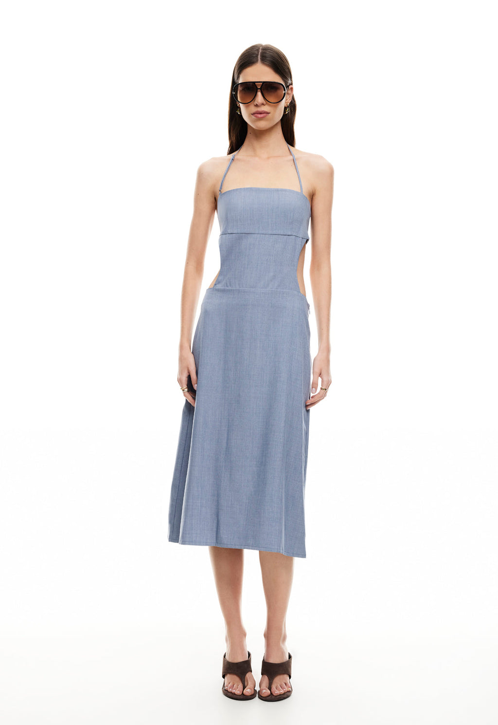 Adjustable Halter Tie-Back Dress