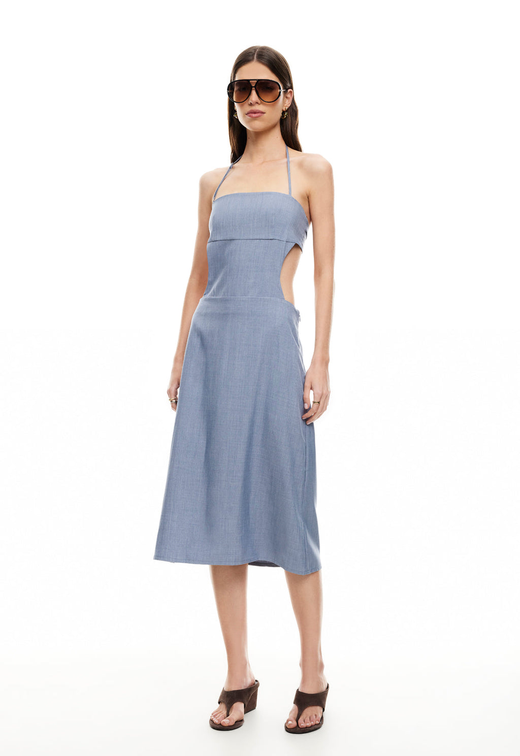 Adjustable Halter Tie-Back Dress