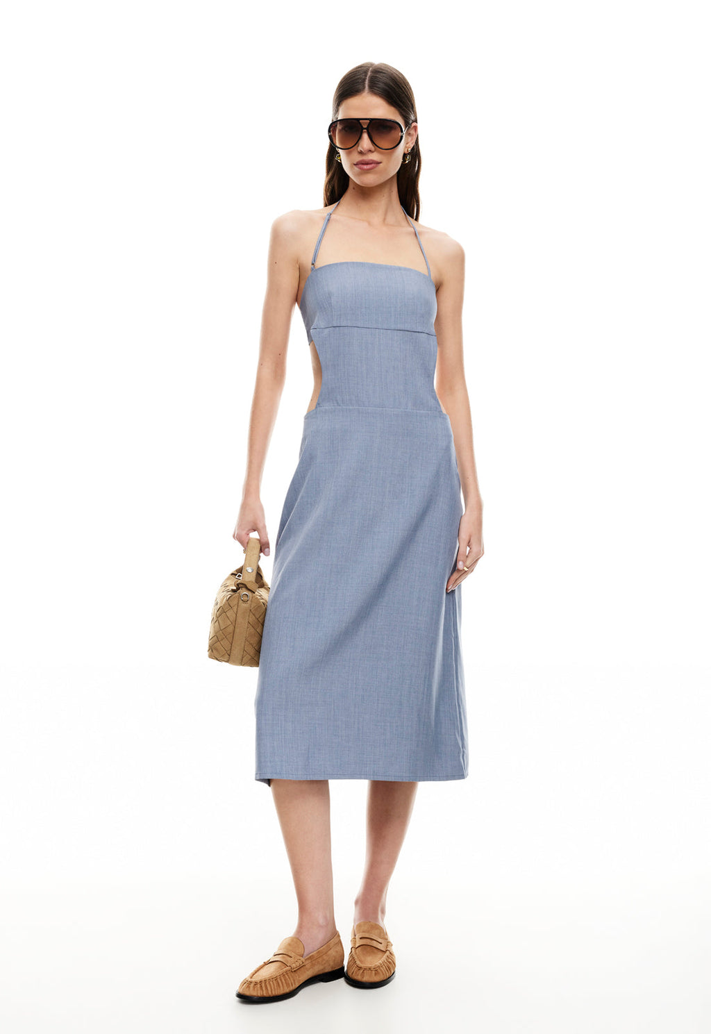 Adjustable Halter Tie-Back Dress