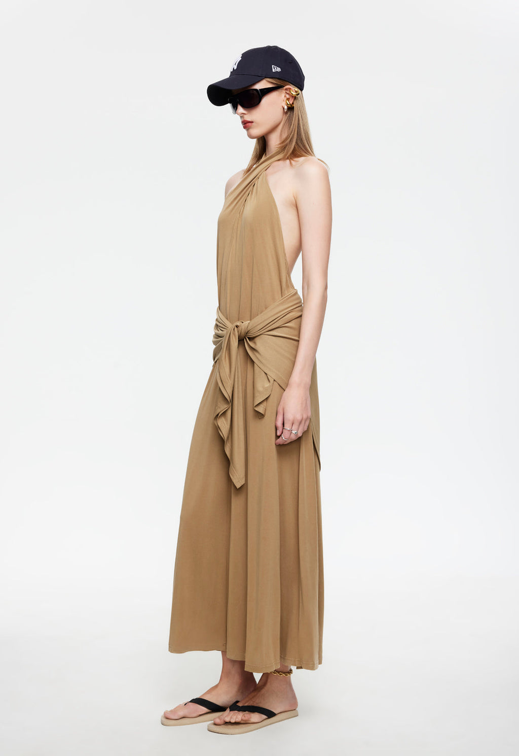 Draped Neckline Free-Fall Maxi